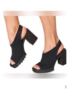 🖤 Eileen Fisher Cue Stretch Knit Platform Mule Sandals – Size 7 – NWOT